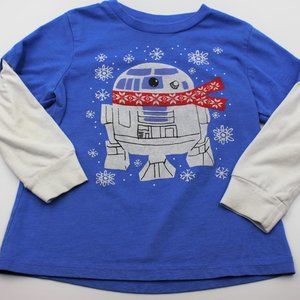 Winter/ Holiday Star Wars R2-D2 Long Sleeve Faux Layered Shirt Size 4T -Preloved